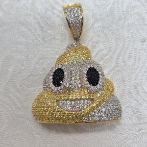 NWOT 5 CT Lab Created Multi Colors Diamond Custom Poop Pendant 14k Gold Filled